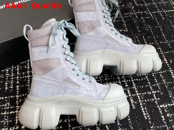 Alexander Wang Lace Up Boot in Light Blue Suede and Nylon Replica