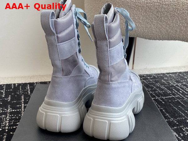 Alexander Wang Lace Up Boot in Light Blue Suede and Nylon Replica