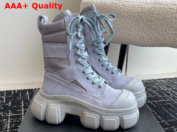 Alexander Wang Lace Up Boot in Light Blue Suede and Nylon Replica