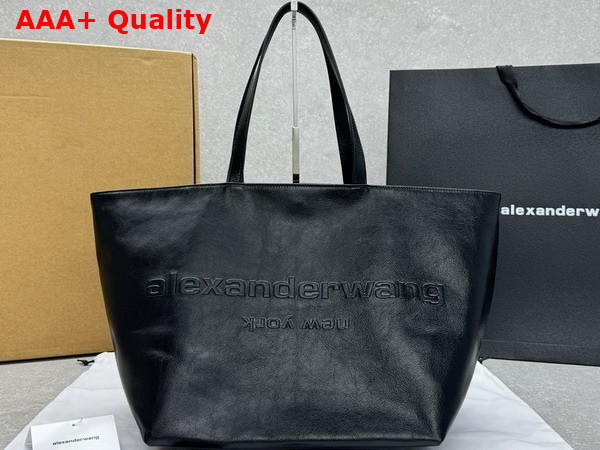 Alexander Wang Punch Tote Bag in Black Crackle Patent Leather Replica