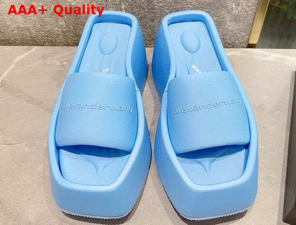 Alexander Wang Taji Platform Slide Sandal in Lycra Light Blue Replica