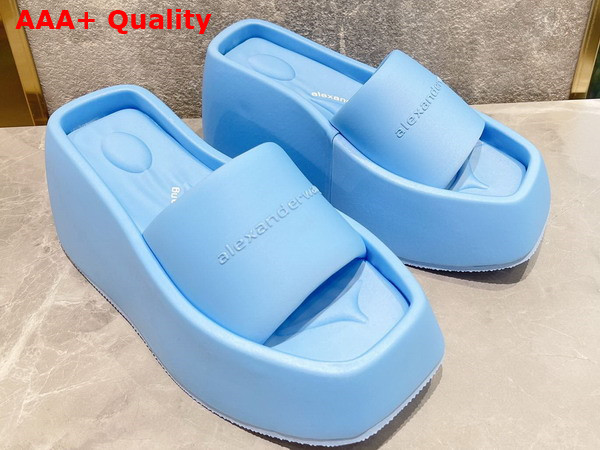 Alexander Wang Taji Platform Slide Sandal in Lycra Light Blue Replica