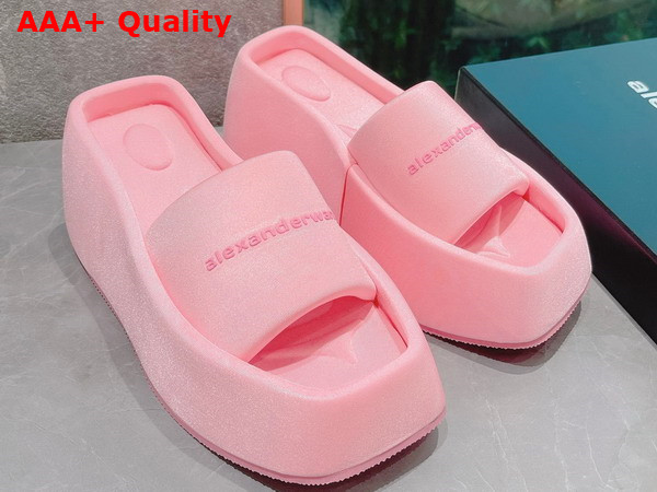 Alexander Wang Taji Platform Slide Sandal in Lycra Neon Pink Replica