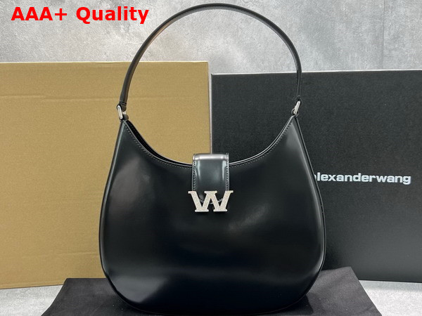 Alexander Wang W Legacy Large Hobo Bag in Black Leather with Silver Metal W Replica