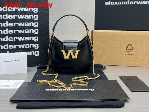 Alexander Wang W Legacy Micro Hobo Bag in Black Leather with Gold Metal W Replica