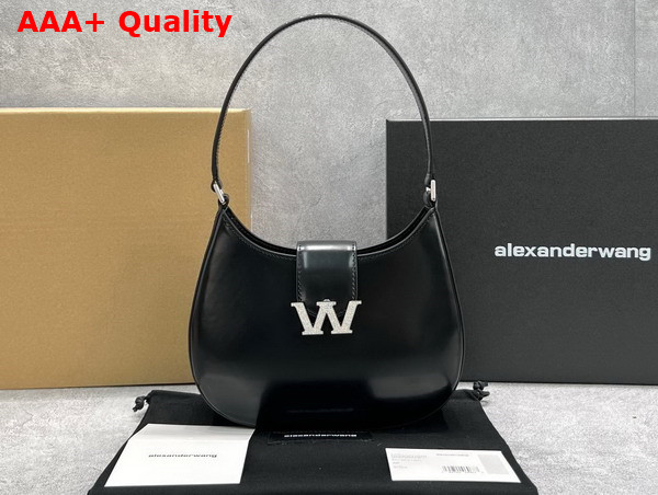 Alexander Wang W Legacy Small Hobo Bag in Black Leather with Silver Metal W Replica