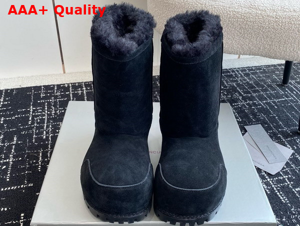 Balenciaga Alaska Fur Ankle Boot in Black Split Calfskin and Synthetic Material Replica