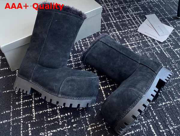 Balenciaga Alaska Fur Ankle Boot in Black Split Calfskin and Synthetic Material Replica