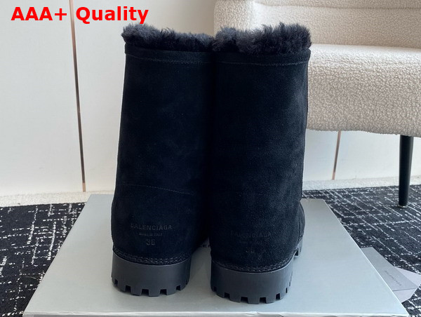 Balenciaga Alaska Fur Ankle Boot in Black Split Calfskin and Synthetic Material Replica