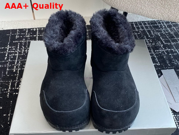 Balenciaga Alaska Fur Bootie in Black Split Calfskin and Synthetic Material Replica