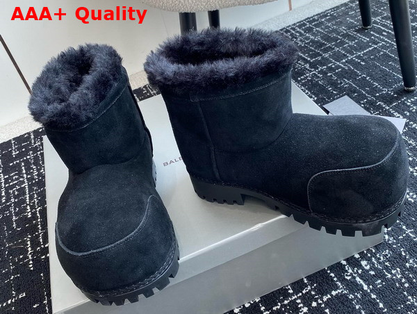 Balenciaga Alaska Fur Bootie in Black Split Calfskin and Synthetic Material Replica