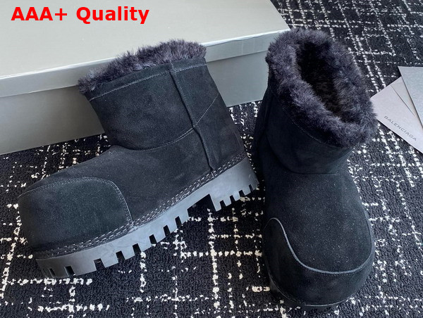 Balenciaga Alaska Fur Bootie in Black Split Calfskin and Synthetic Material Replica