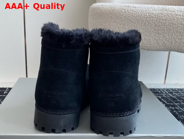 Balenciaga Alaska Fur Bootie in Black Split Calfskin and Synthetic Material Replica