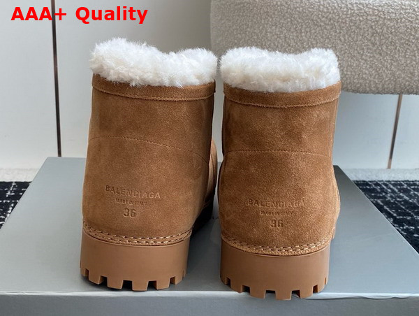 Balenciaga Alaska Fur Bootie in Brown Split Calfskin and White Synthetic Material Replica