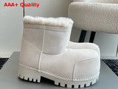 Balenciaga Alaska Fur Bootie in White Split Calfskin and Synthetic Material Replica