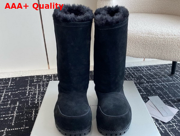 Balenciaga Alaska Fur High Boot in Black Split Calfskin and Synthetic Material Replica