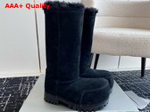 Balenciaga Alaska Fur High Boot in Black Split Calfskin and Synthetic Material Replica