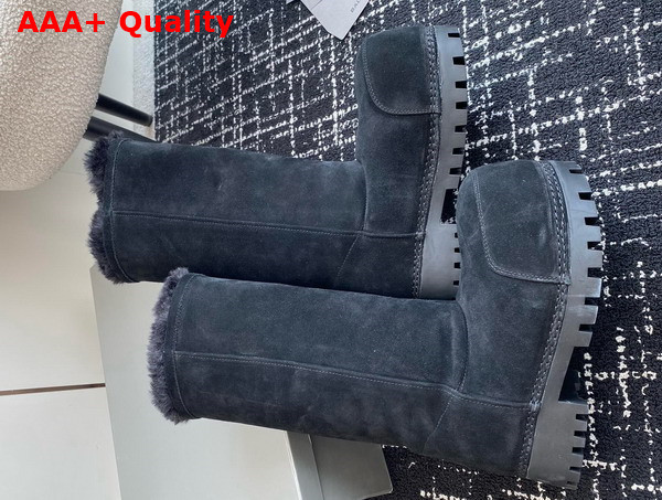 Balenciaga Alaska Fur High Boot in Black Split Calfskin and Synthetic Material Replica