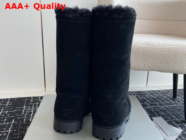 Balenciaga Alaska Fur High Boot in Black Split Calfskin and Synthetic Material Replica