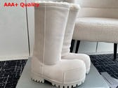 Balenciaga Alaska Fur High Boot in White Split Calfskin and Synthetic Material Replica