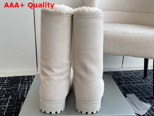 Balenciaga Alaska Fur High Boot in White Split Calfskin and Synthetic Material Replica