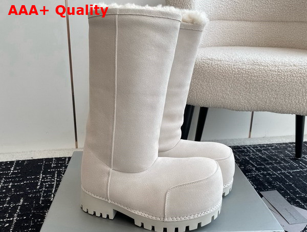 Balenciaga Alaska Fur High Boot in White Split Calfskin and Synthetic Material Replica