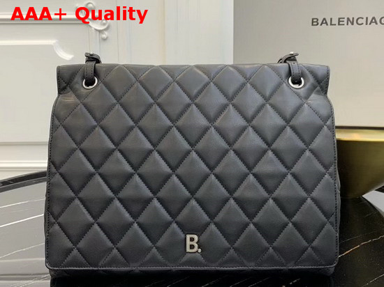 Balenciaga B Large Shoulder Bag in Black Quilted Nappa Calfskin Replica