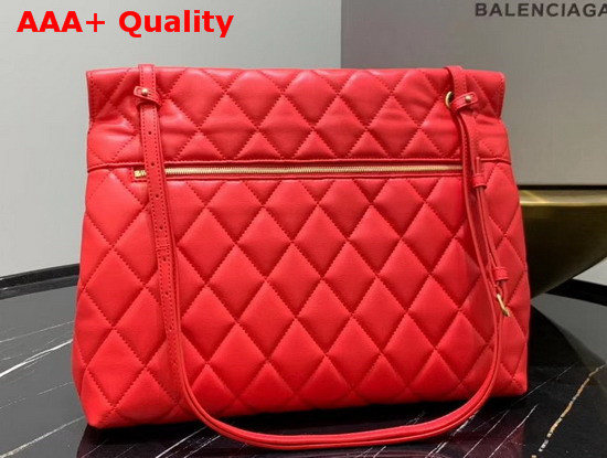 Balenciaga B Large Shoulder Bag in Red Quilted Nappa Calfskin Replica