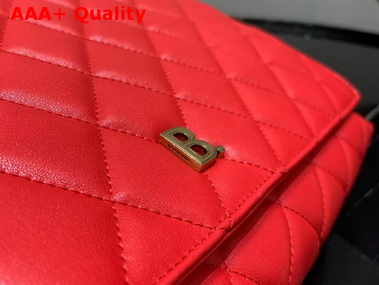 Balenciaga B Large Shoulder Bag in Red Quilted Nappa Calfskin Replica