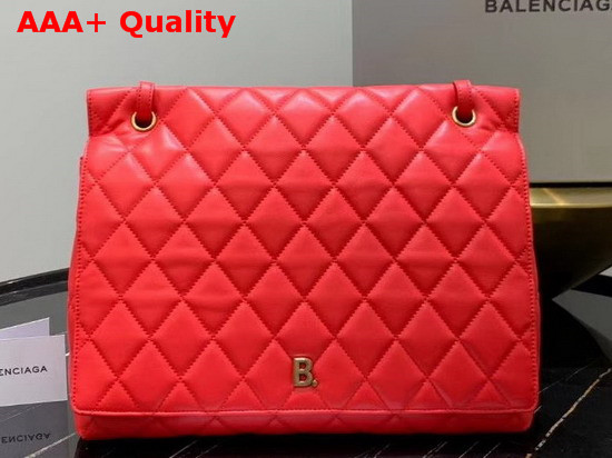 Balenciaga B Large Shoulder Bag in Red Quilted Nappa Calfskin Replica