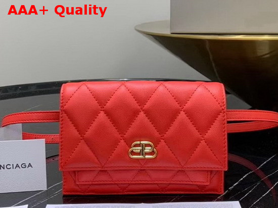 Balenciaga BB Belt Bag in Red Quilted Nappa Calfskin Replica