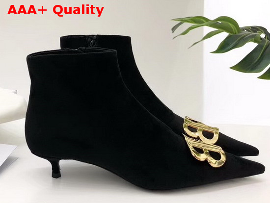 Balenciaga BB Booties Black Velvet Extreme Pointed Toe Velvet Booties Replica