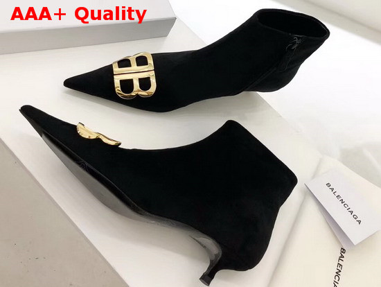 Balenciaga BB Booties Black Velvet Extreme Pointed Toe Velvet Booties Replica