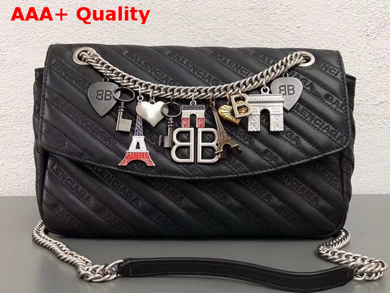 Balenciaga BB Round M Charms Black Replica