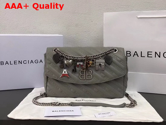 Balenciaga BB Round M Charms Grey Replica