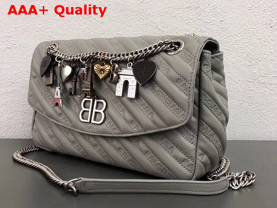 Balenciaga BB Round M Charms Grey Replica