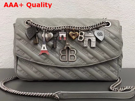 Balenciaga BB Round M Charms Grey Replica