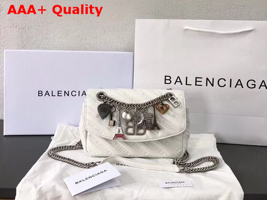 Balenciaga BB Round S Calfskin with Jacquard Balenciaga Logo Pattern White Replica