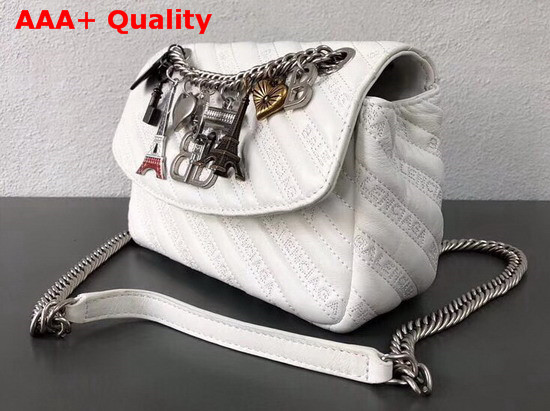 Balenciaga BB Round S Calfskin with Jacquard Balenciaga Logo Pattern White Replica