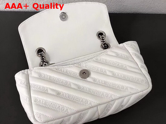 Balenciaga BB Round S Calfskin with Jacquard Balenciaga Logo Pattern White Replica