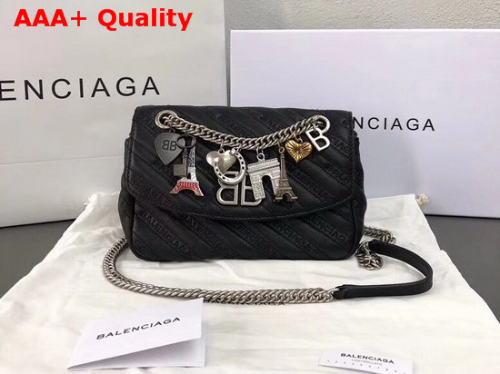 Balenciaga BB Round S Jacquard Logo Pattern Black Replica