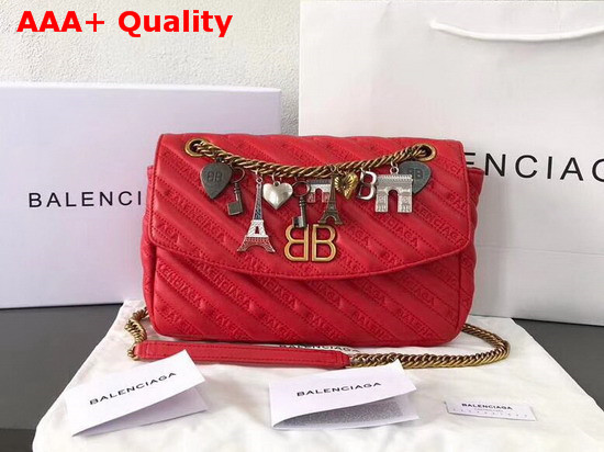 Balenciaga BB Round S Jacquard Logo Pattern Red Replica