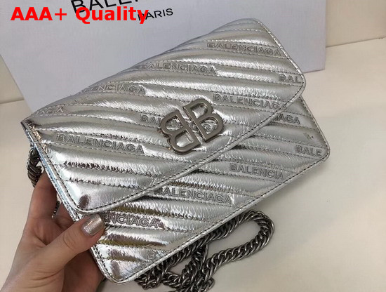 Balenciaga BB Wallet On Chain Metallic Effect Replica