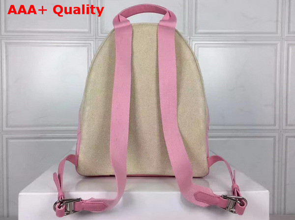 Balenciaga Backpack in Beige Cotton Canvas with Pink Leather Trim Replica