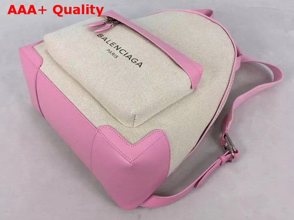 Balenciaga Backpack in Beige Cotton Canvas with Pink Leather Trim Replica