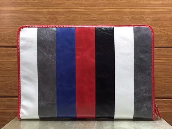 Balenciaga Bazar Pouch Multicolored Arena Leather Stripes For Sale