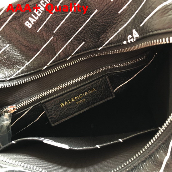 Balenciaga Bazar Shopper S Black Lambskin with Allover Printed Balenciaga Logo Replica