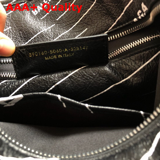 Balenciaga Bazar Shopper S Black Lambskin with Allover Printed Balenciaga Logo Replica