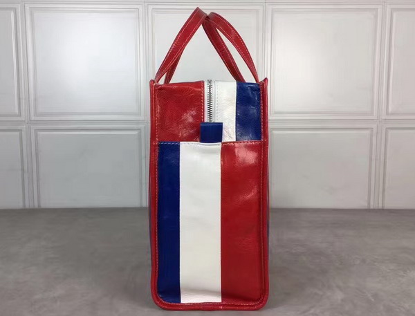 Balenciaga Bazar Shopper S Red and Blue and White Arena Leather Stripes For Sale