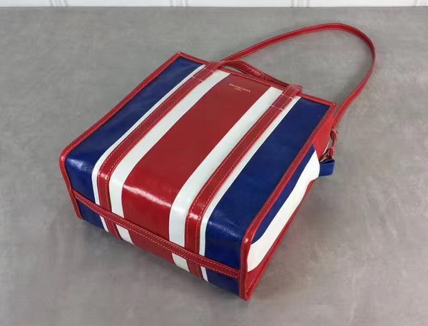 Balenciaga Bazar Shopper S Red and Blue and White Arena Leather Stripes For Sale